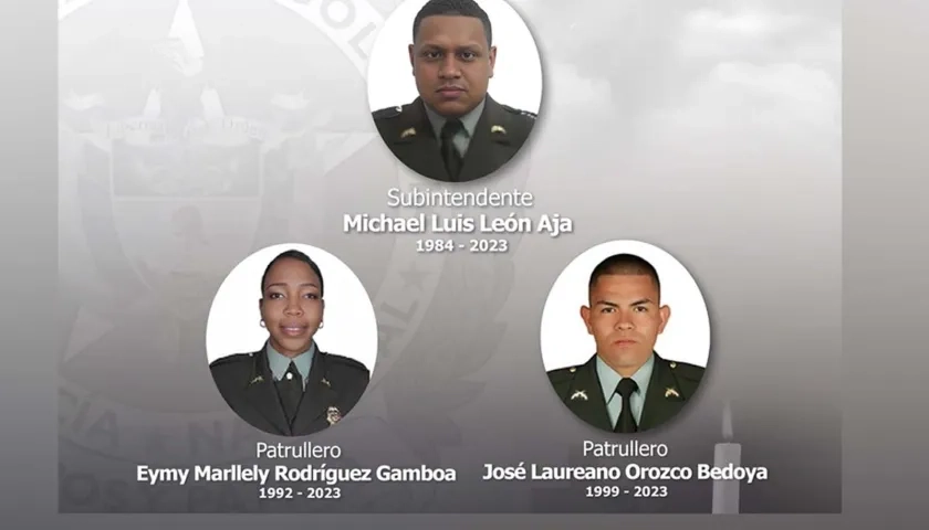 Fotos de los tres uniformados asesinados.