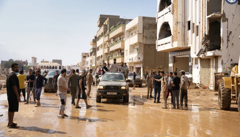 Los destrozos en la ciudad de Derna, la más afectada por las lluvias torrenciales.