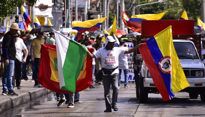 Marcha en contra del Gobierno de Gustavo Petro en Barranquilla.