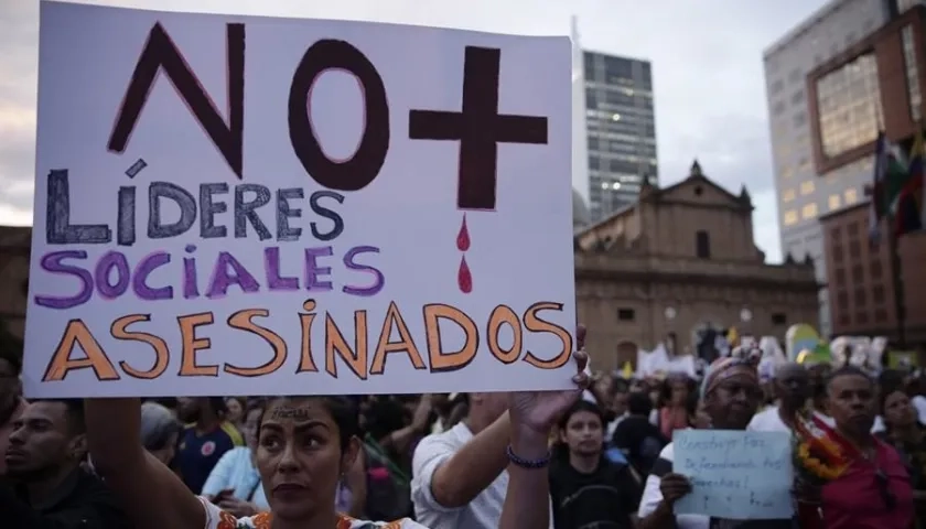Movilización contra asesinato de líderes sociales en Colombia