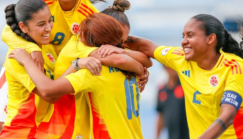 La celebración de las jugadoras colombianas.