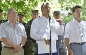 El Presidente Iván Duque al término del Consejo de Seguridad en el municipio de Caucasia.