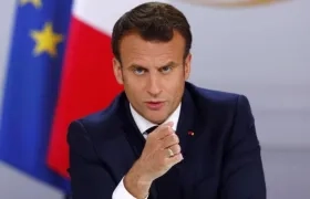  El presidente francés, Emmanuel Macron en rueda de prensa.