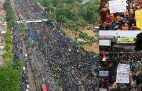 Manifestantes en Indonesia.