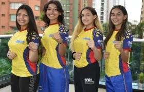 Las karatecas Marisel Echeverría, Lorelain Acosta, Dana Peralta y Laudith Cabrera.