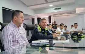 El Director Nacional del Gaula, Giovanny Cristancho durante la reunión en el comando.