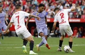 Acción previa al segundo gol de Rodrygo ante el Sevilla. 