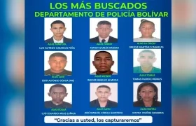 El cartel de los delincuentes más buscados en Bolívar. 