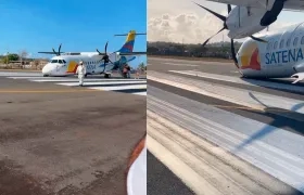 Así quedó aeronave, ATR-42 de Satena en el aeropuerto de San Andrés