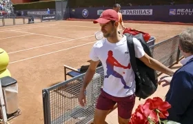 Novak Djokovic a su llegada a entrenar al Foro Itálico. 