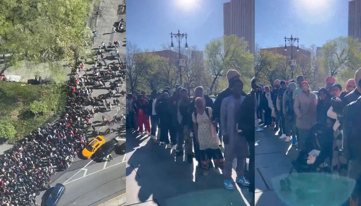 Centenares de africanos hacen fila este martes en la Alcaldía de Nueva York