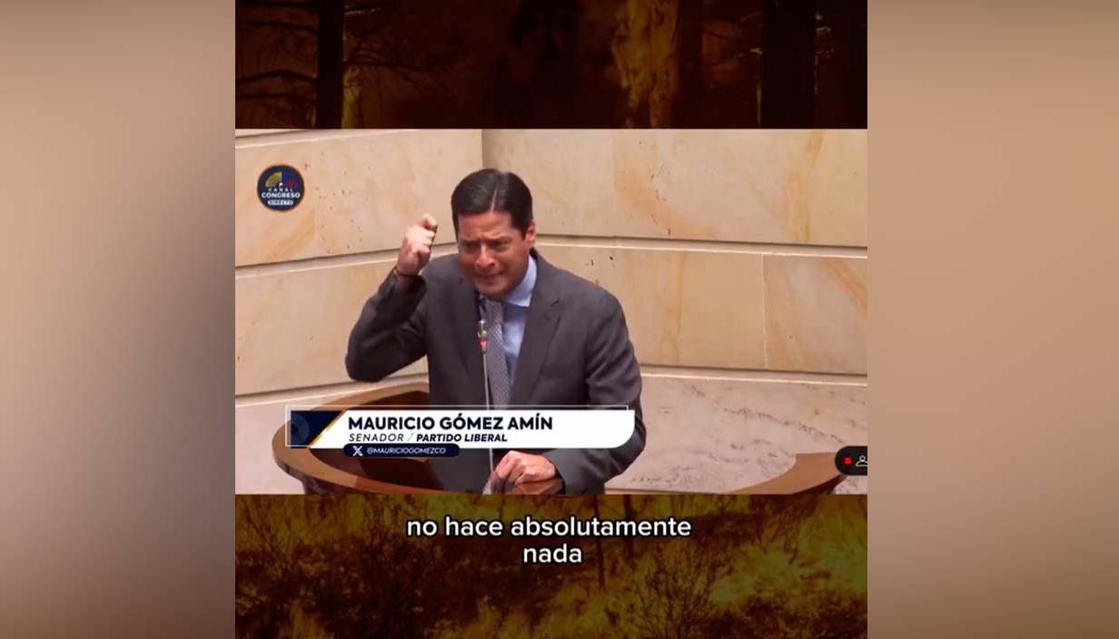 El senador Mauricio Gómez cuando hablaba de la emergencia en el Parque Isla Salamanca