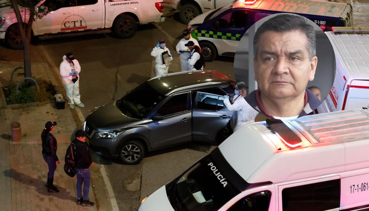 Autoridades inspeccionando el vehículo donde fue asesinado el Director de la Cárcel La Modelo. 