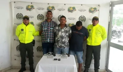 Los tres capturados en Soledad, según la Policía en flagrancia.