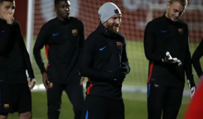 Lionel Messi durante su regreso a entrenamientos. 