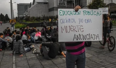 Una manifestación de universitarios en Bogotá.