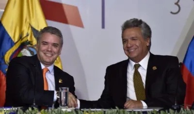 Los mandatarios de Colombia y Ecuador.