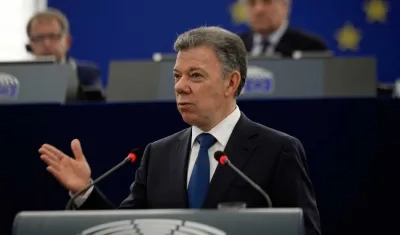 El Presidente Juan Manuel Santos ante el Parlamento Europeo.