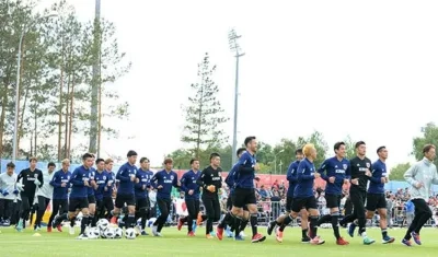 Jugadores de Japón durante un entrenamiento. 