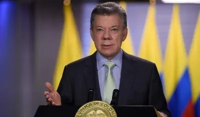 Presidente Santos durante la alocución presidencial, invitando a votar.