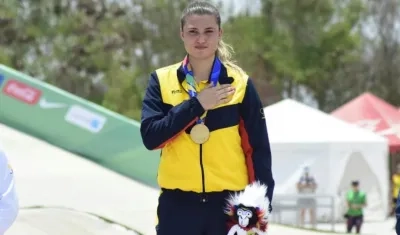 Gabriela Bolle, medallista de oro de BMX de Barranquilla 2018. 