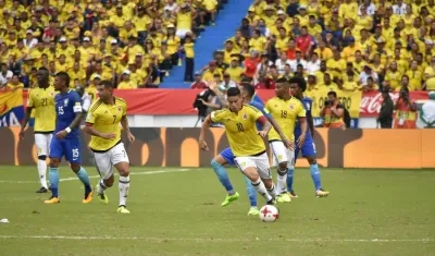 Imagen del partido entre Colombia y Brasil.