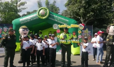 En Sabanagrande, la Policía estuvo desarrollando la difusión de la campaña.