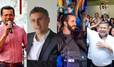 Hugo Martínez, Carlos Calleja, Nayib Bukele  y Josué Alvarado, los candidatos a la Presidencia de El Salvador.