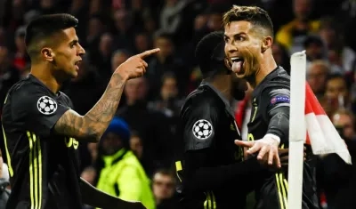 Cristiano Ronaldo celebra su gol ante el Ajax. 