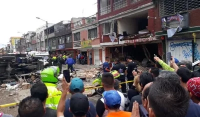 Sitio de la explosión en Bogotá.