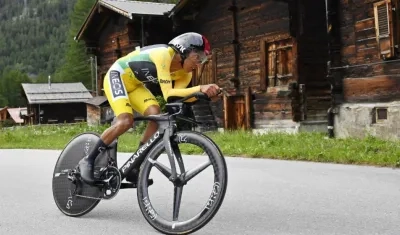 Egan Bernal durante la contrarreloj del la Vuelta a Suiza. 