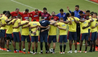 Jugadores de la Selección Colombia durante un entrenamiento. 