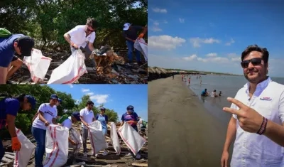 Jaime Pumarejo, candidato a la Alcaldía de Barranquilla, participó en una jornada de limpieza de la playa Puerto Mocho.