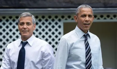 Las canas de George Clooney junto a las de Barack Obama.
