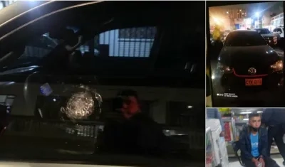 Disparo en carro blindado de Piedad Córdoba. En otras fotos vehículo usado y persona capturada.