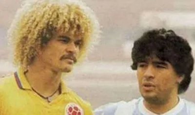 Carlos Valderrama y Diego Maradona. 