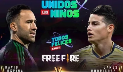 David Ospina y James Rodríguez se enfrentarán este jueves en el evento benéfico.