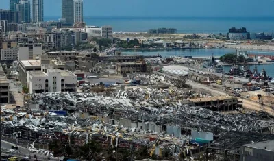 El puerto de Beirut, tras la explosión.