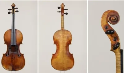 Fotografía cedida por el Consejo Nacional de Investigación de Italia (CNR) del viejo violín encontrado en un desván.