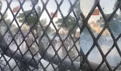 Disturbios de la calle 17 visto desde la tanqueta del Esmad. 
