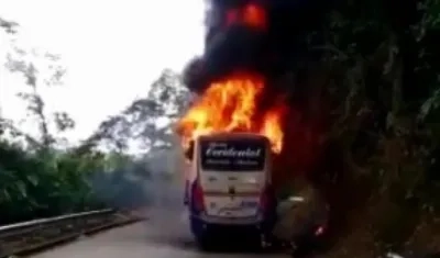 Bus escolar incinerado.