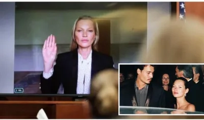 Kate Moss durante su declaración en el juicio entre Ambar Heard y Johnny Depp.