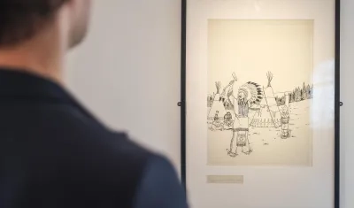 El dibujo de "Tintín" se exhibió en la casa de subastas Artcurial, en París.