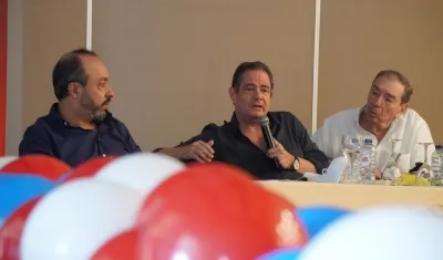  Germán Córdoba, Germán Vargas y Fuad Char en el encuentro de Cambio Radical de este viernes en Cartagena
