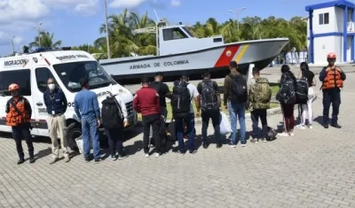 Migrantes rescatados en San Andrés.