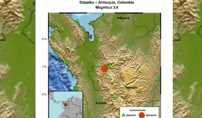 El sismo tuvo epicentro en el municipio de Dabeida, en Antioquia. 