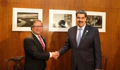  Los presidentes de Colombia, Gustavo Petro, y de Venezuela, Nicolás Maduro, en la reunión de este martes.