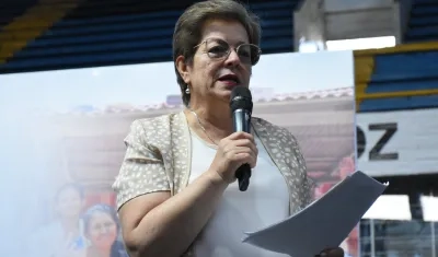 La ministra de Trabajo, Gloria Inés Ramírez, durante su intervención en la Asamblea Nacional de Economía Popular, en Neiva.