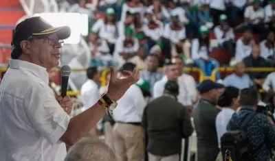 El Presidente Gustavo Petro, durante su intervención en Tumaco.