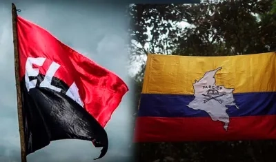 Banderas del ELN y FARC